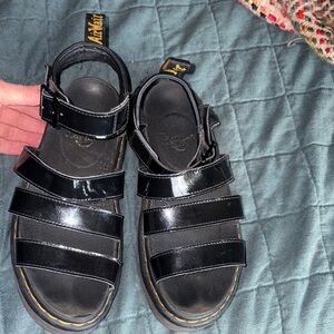 Dr Martens black patent sandals - women’s 39